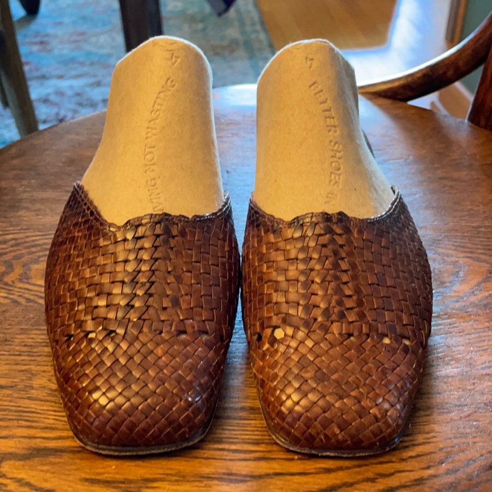 Sesto Meucci Brown Woven Leather Mules